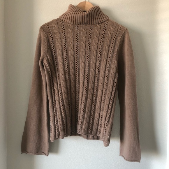 Calvin Klein Sweaters - Calvin Klein Jeans brown cable knit cowl neck sweater size L/G